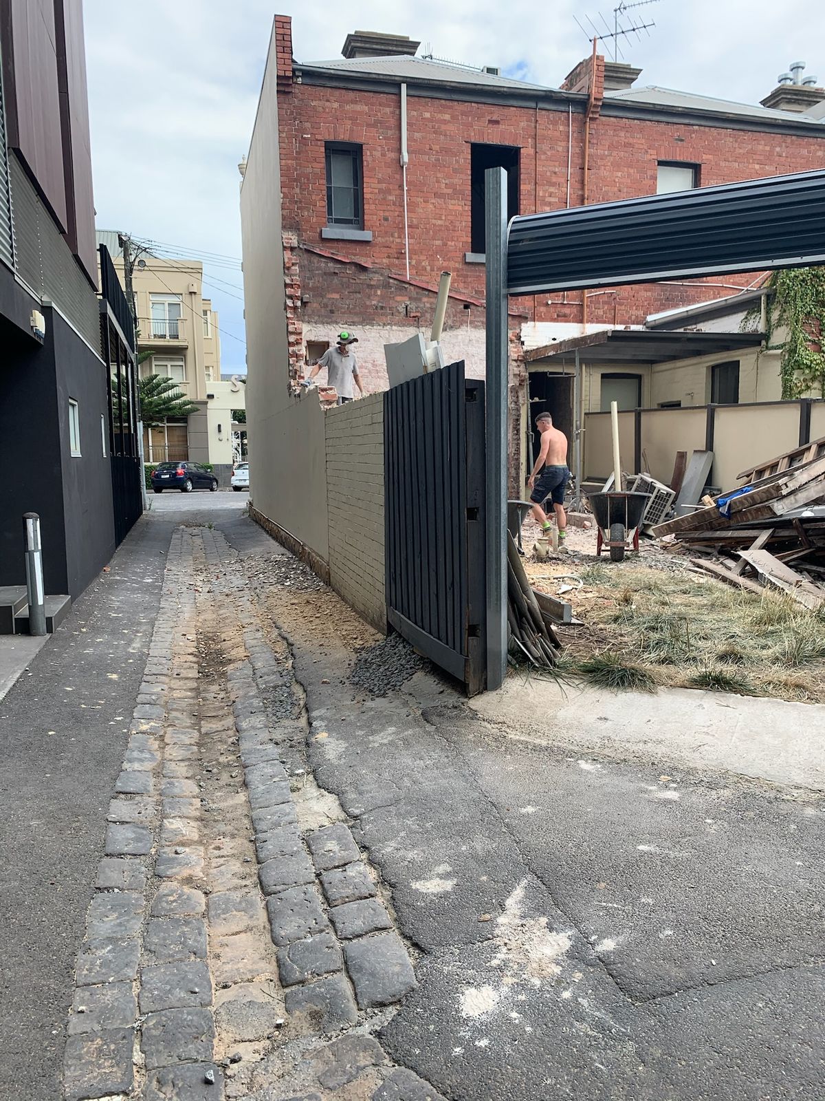 Rear of the property during works